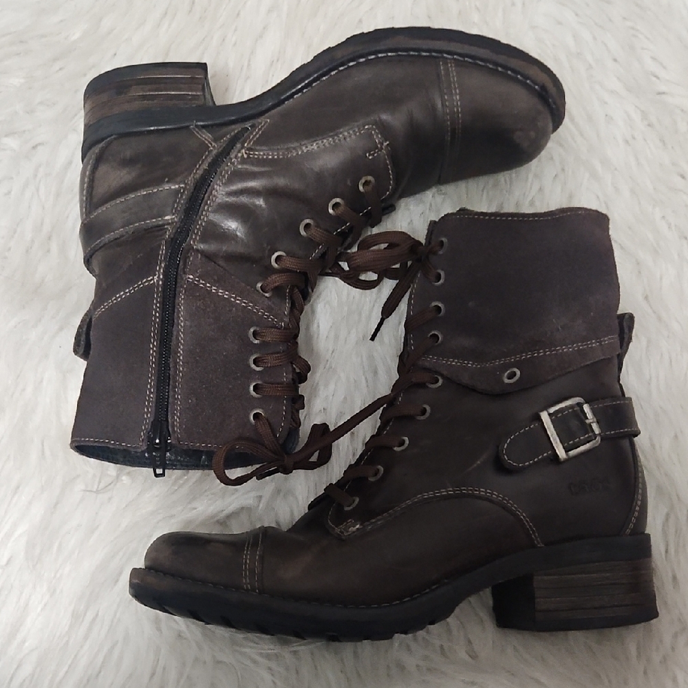 Taos CRAVE Women's Brown Lace-Up Buckle Combat Boots SZ39 - Picture 3 of 9